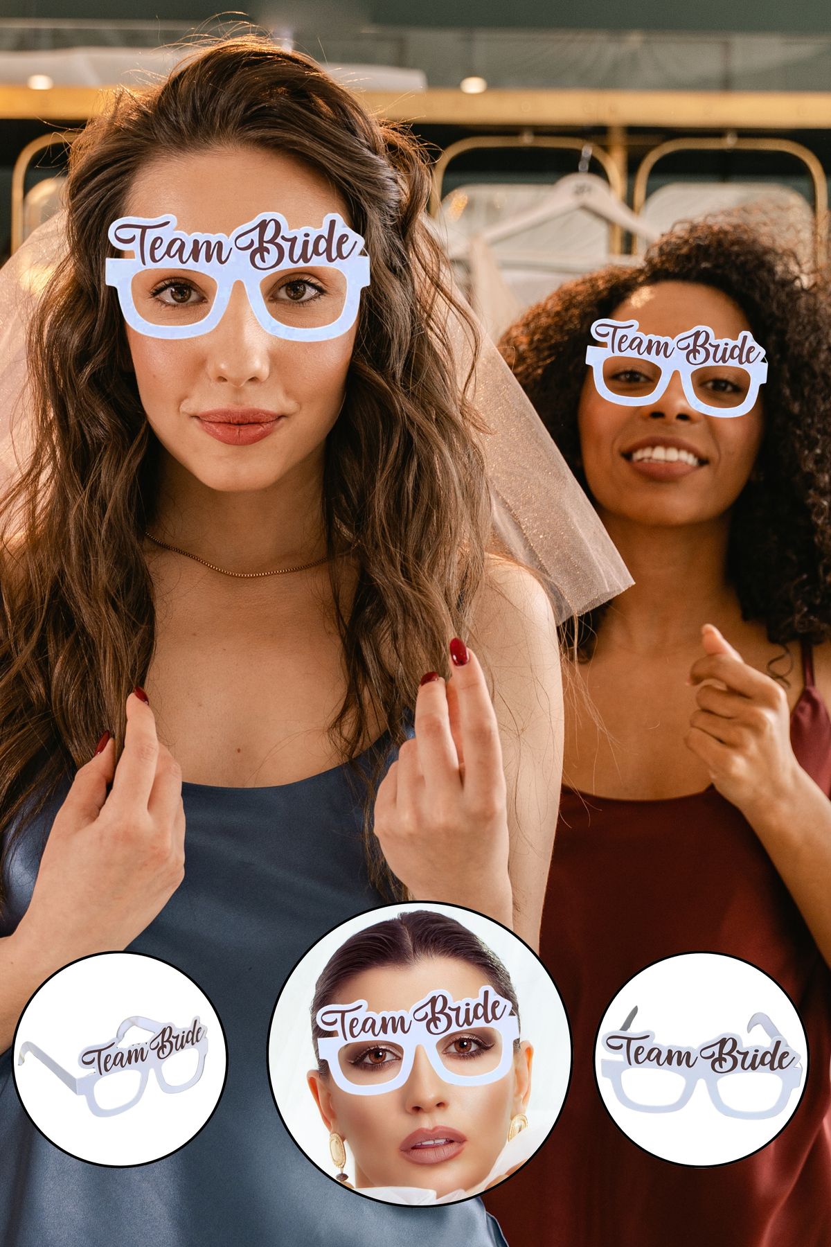 8 Adet Bride Konsepti Gözlük Rose Gold Renk Team Bride Yazılı Beyaz Bekarlığa Veda Partisi Gözlüğü