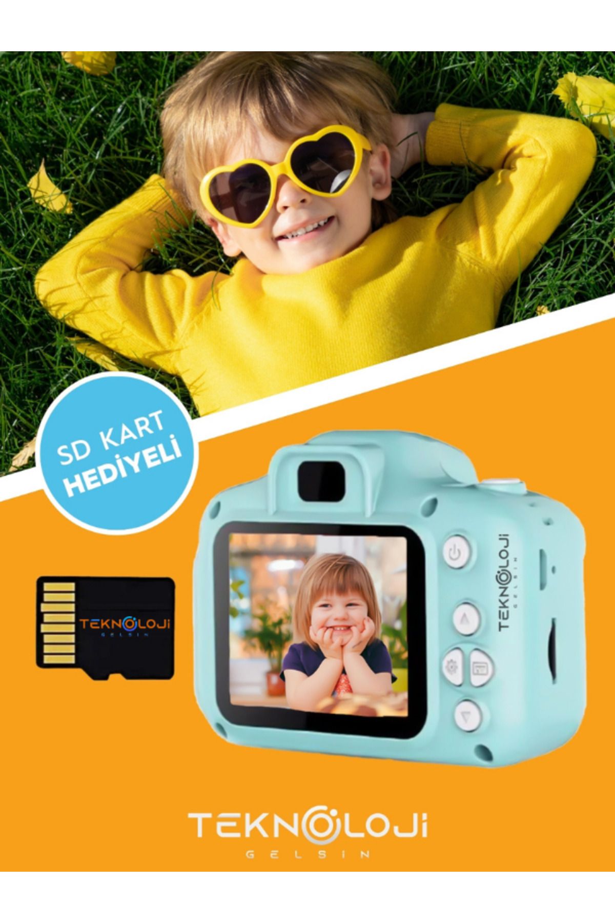Çocuk Kamerası Dijital Fotoğraf Makinesi Mini 1080p HD Kamera Hafıza Kart Hediyeli