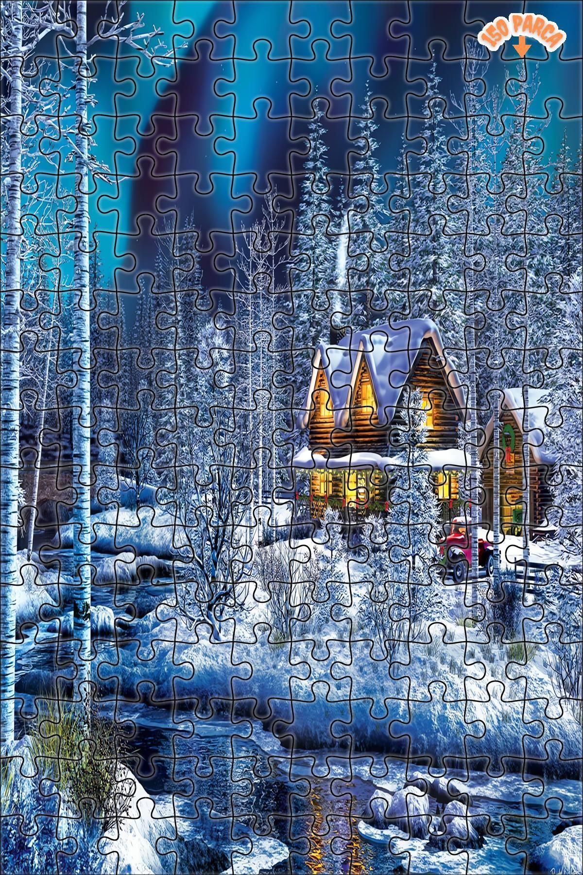 Işıltı ve amp; Parlamak Dekoratif Çift Katlı Çerçeveli Asılabilir Ahşap Puzzle 150 PARÇA 20X30