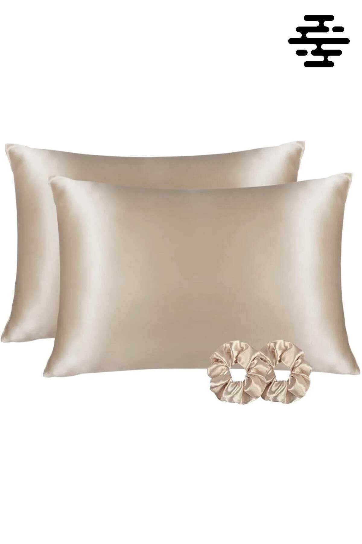 İpek Saten Yastık Kılıfı 2 Adet 50x70cm 2 Adet Saten Tokalı