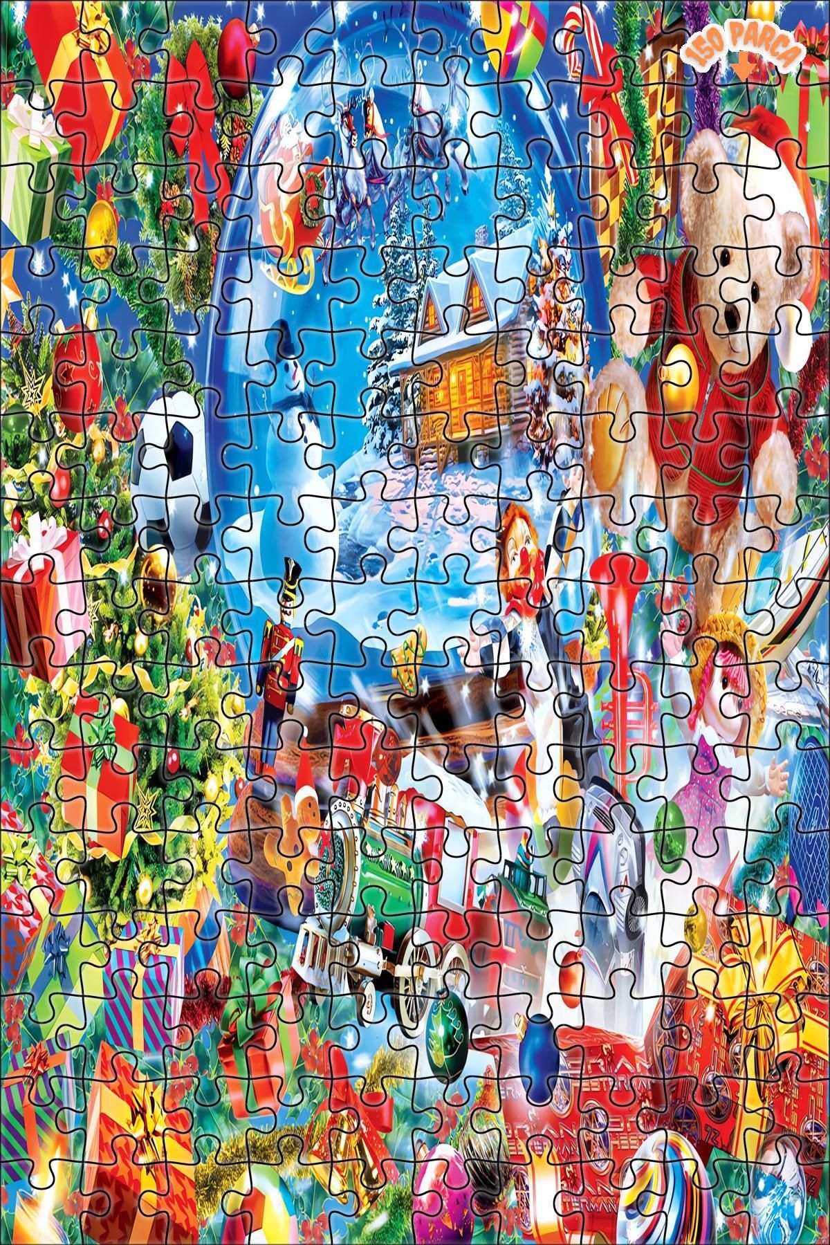 Işıltı ve amp; Parlamak Dekoratif Çift Katlı Çerçeveli Asılabilir Ahşap Puzzle 150 PARÇA 20X30