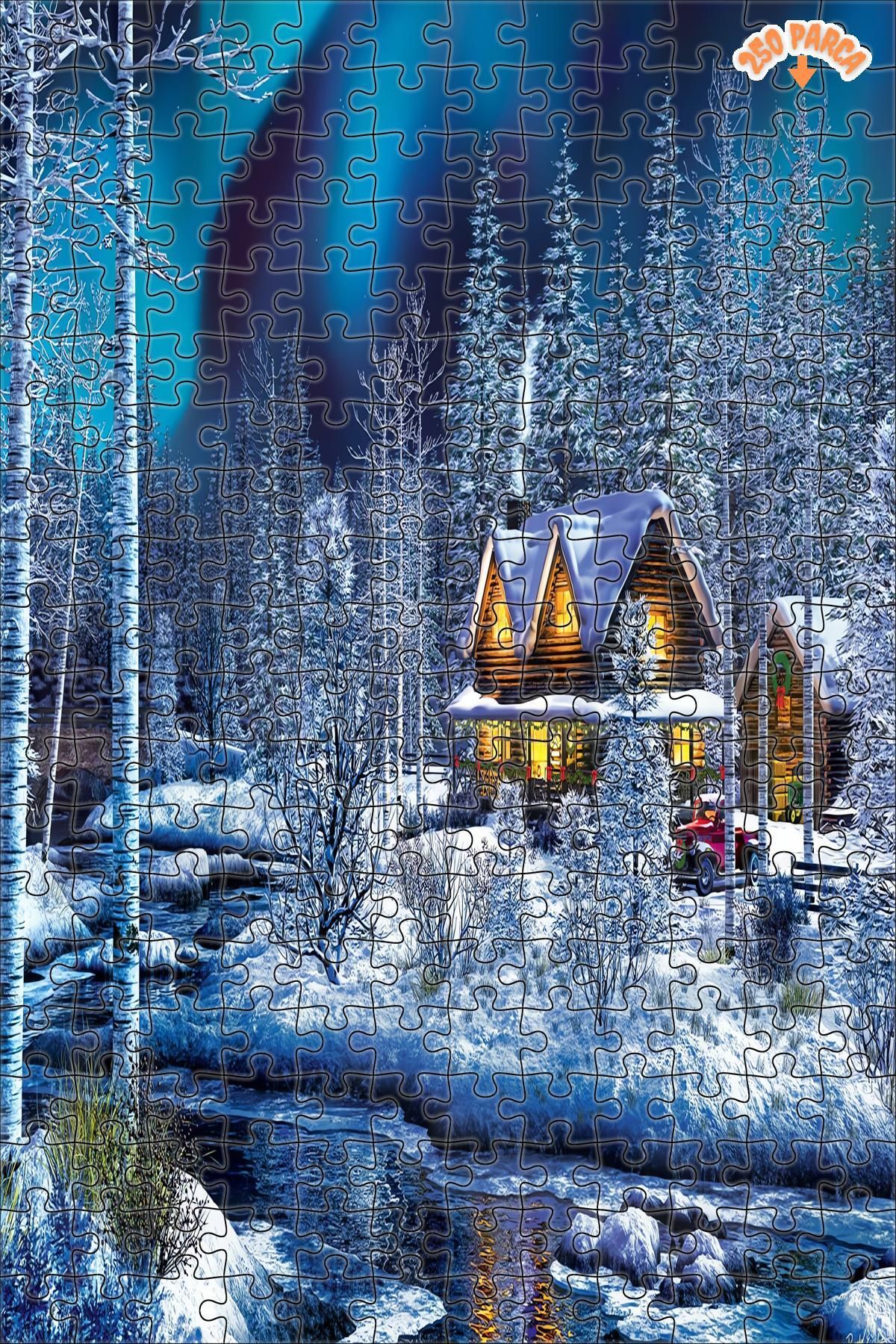 Işıltı ve amp; Parlamak Dekoratif Çift Katlı Çerçeveli Asılabilir Ahşap Puzzle 250 PARÇA 30X30