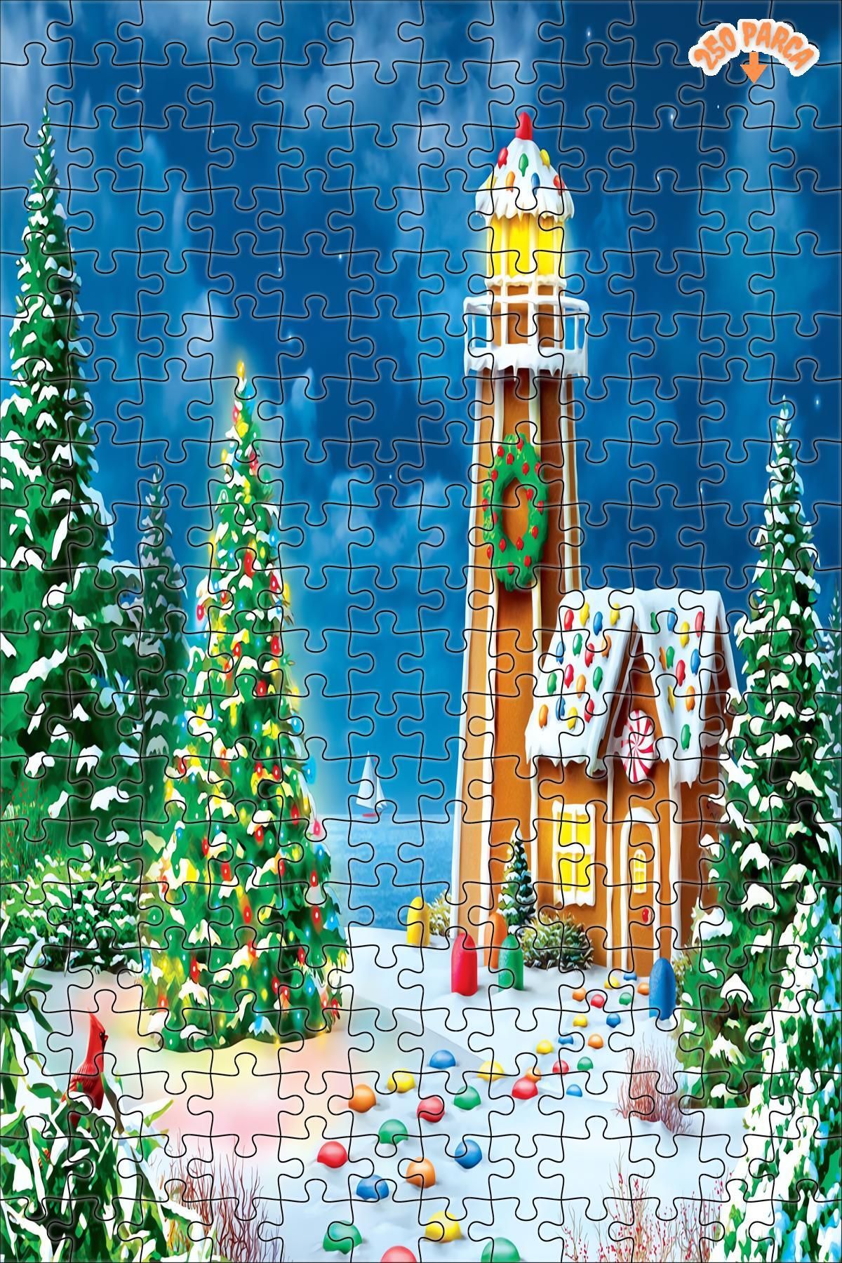 Işıltı ve amp; Parlamak Dekoratif Çift Katlı Çerçeveli Asılabilir Ahşap Puzzle 250 PARÇA 30X30