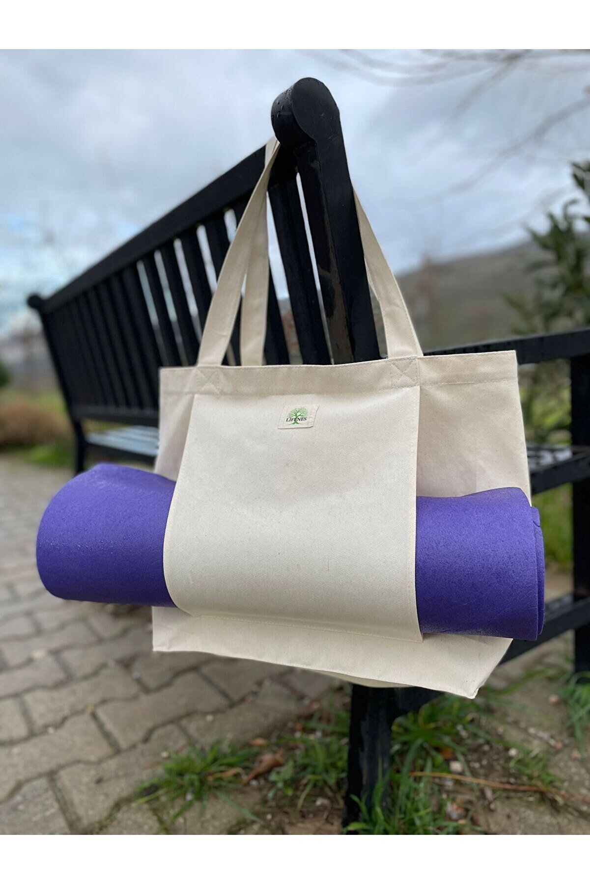 Mat Taşıma Çantası Pilates & Yoga Plaj Günlük Ham Kanvas Kumaş Kadın Kol Çantası