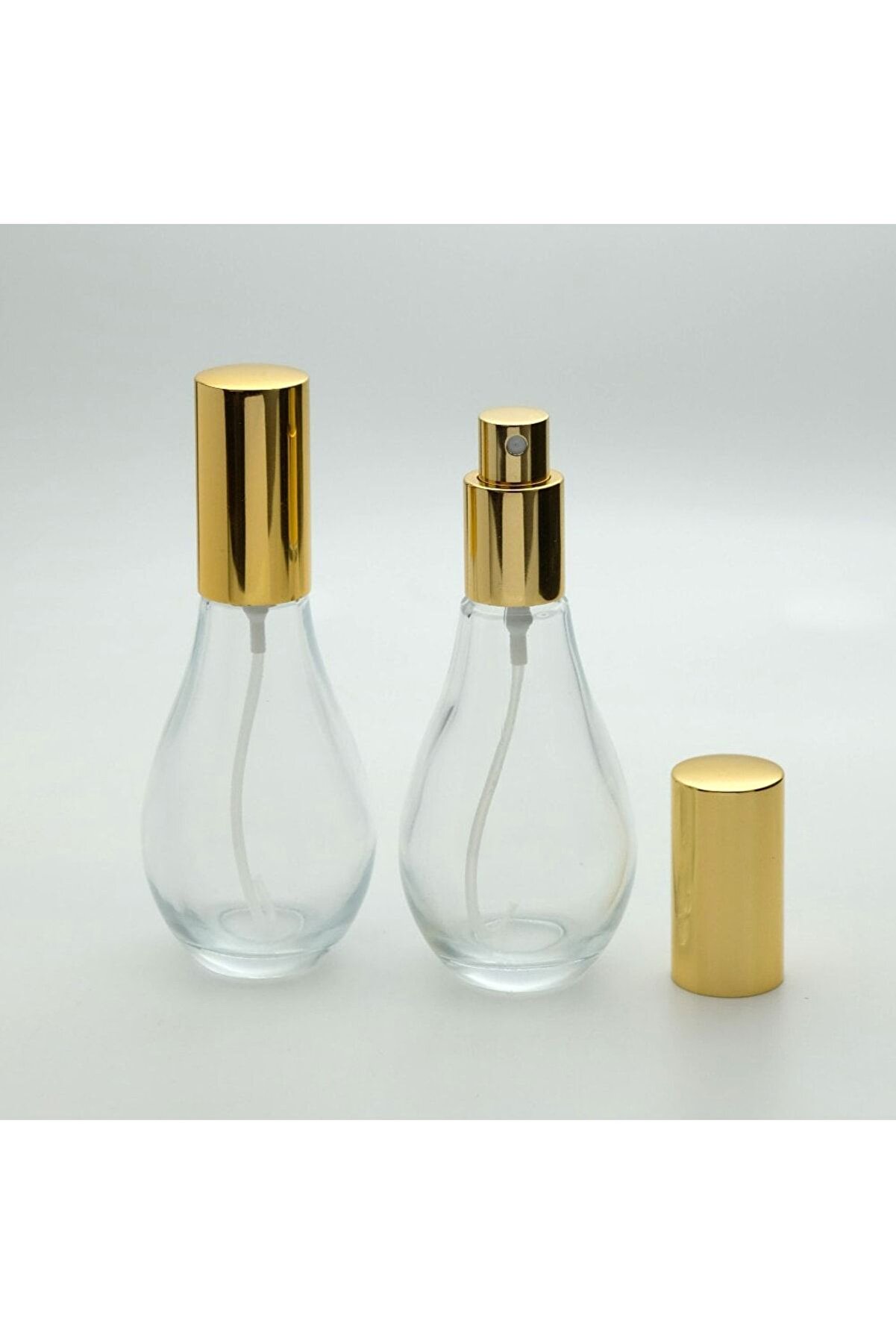 Boş Parfüm Şişesi 70 ml (6 ADET) (TEKRAR DOLDURULABİLİR) Boş Ampul Şişe Sarı Metal Valf Ve Kapak