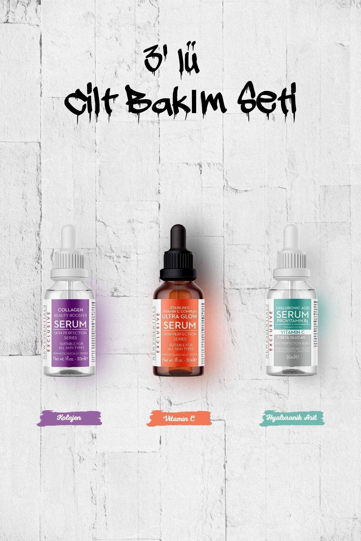Cilt Tonu Eşitlemeye, Onarmaya ve Yenilemeye Yardımcı Cilt Bakım Seti(3*30 ml)