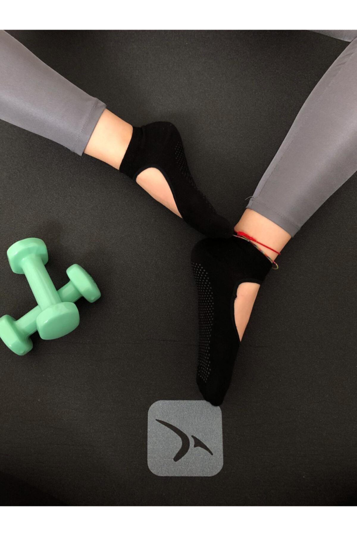 2'çift Kadın Siyah Kaydırmaz Pilates Ve Yoga Çorabı