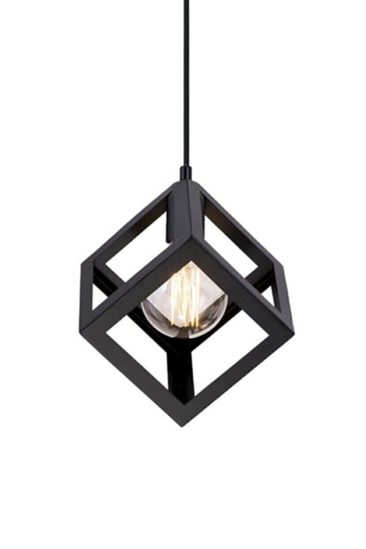 Rustik Retro Model Geometrik Sarkıt Metal Küp Avize