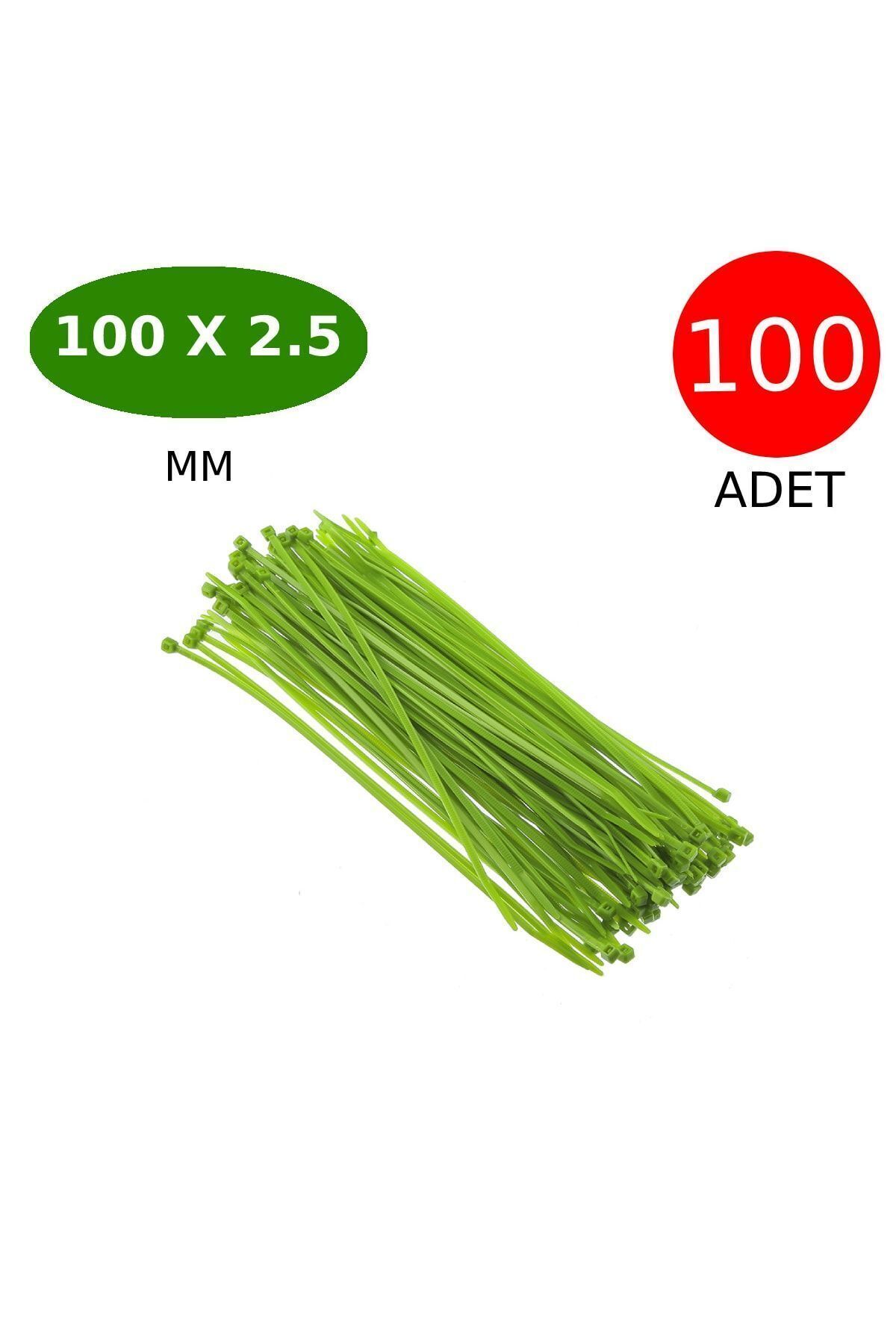 Plastik Kablo Bağı Cırt Kelepçe 100 Mm X 2.5 Mm Yeşil 100 Adet