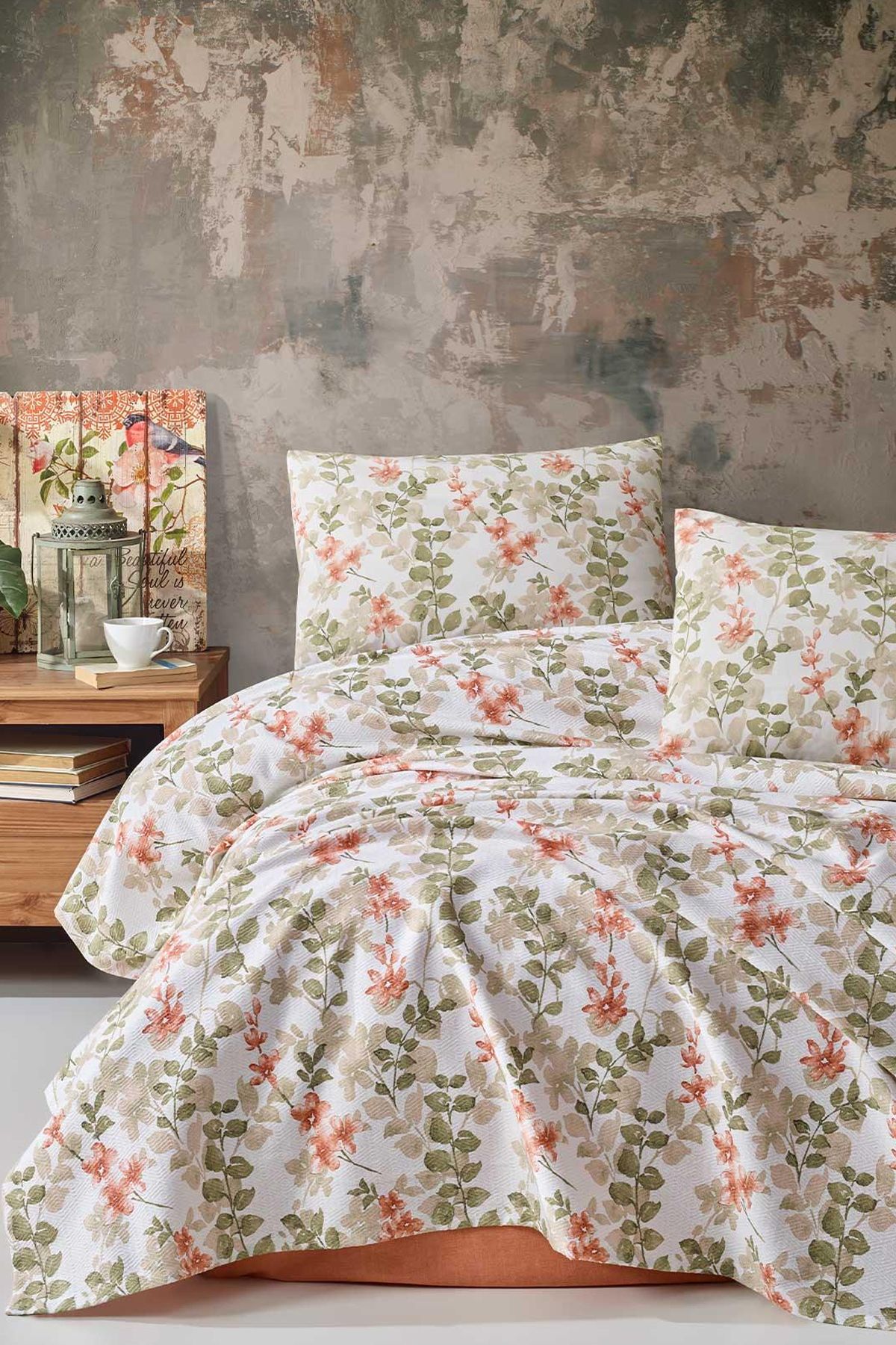 Pamuk Pike Tek Kişilik Flores Pudra