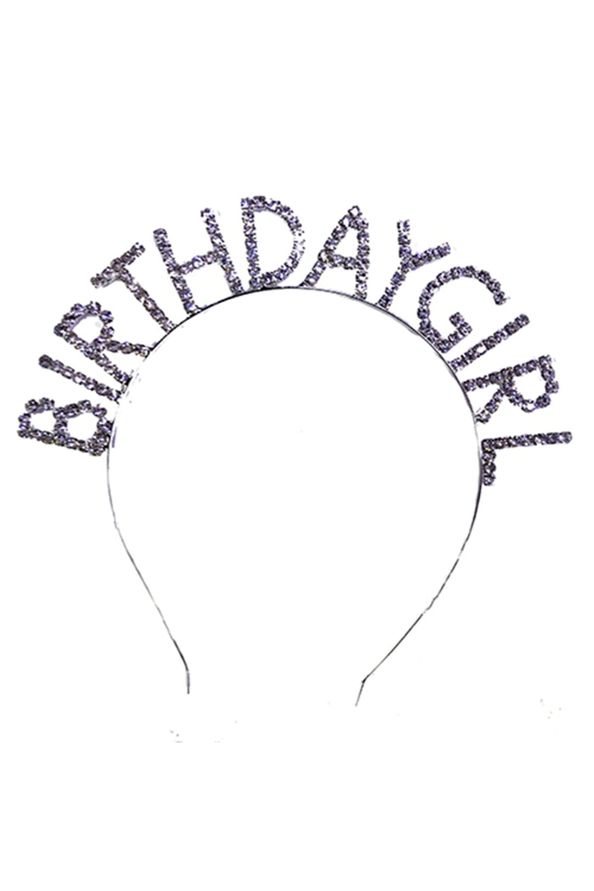 Gümüş Renk Metal Taşlı Birthday Girl Yazılı Doğum Günü Parti Tacı