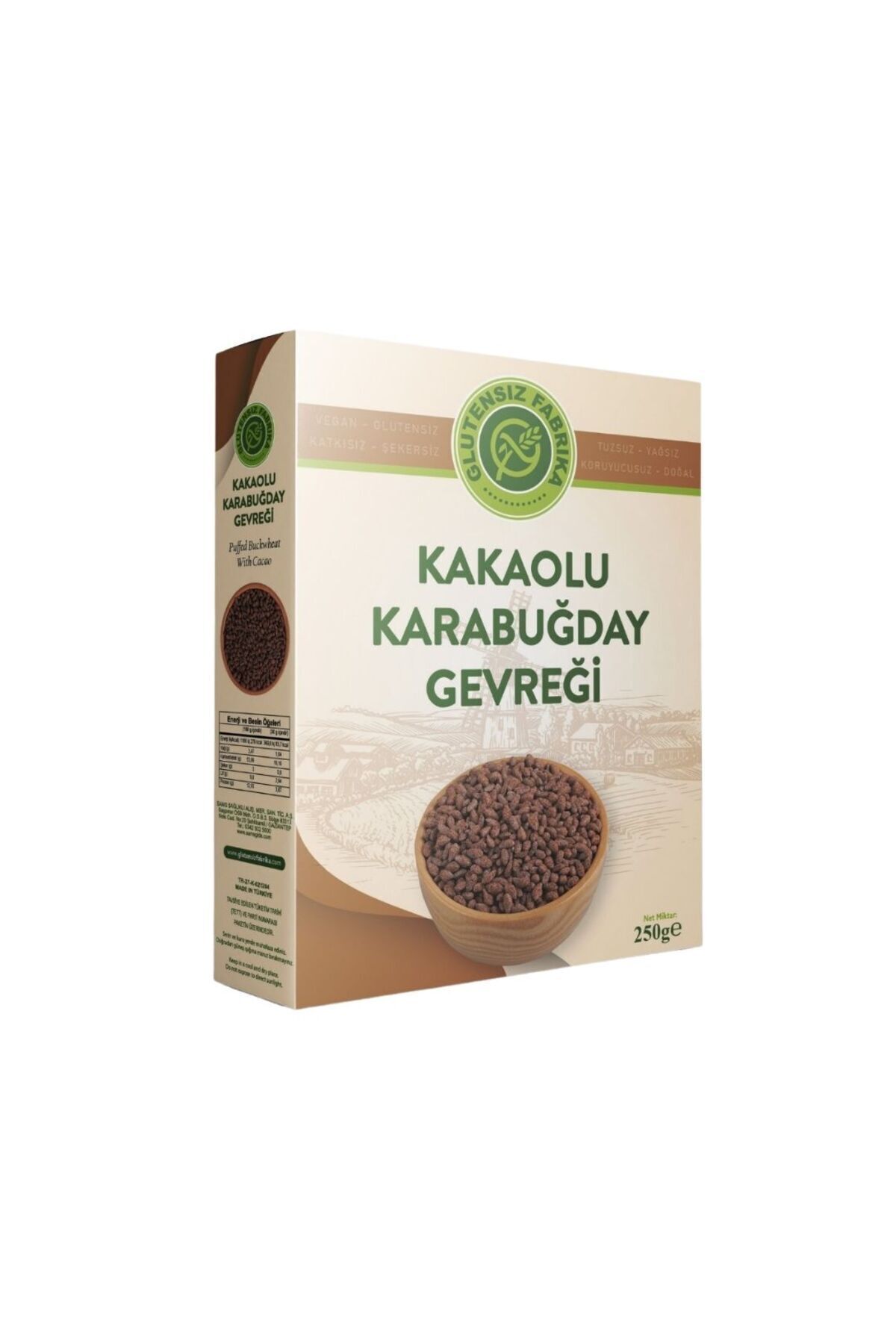 Glutensiz Kakaolu Karabuğday Gevreği 250 gram Katkısız Doğal Sağlıklı