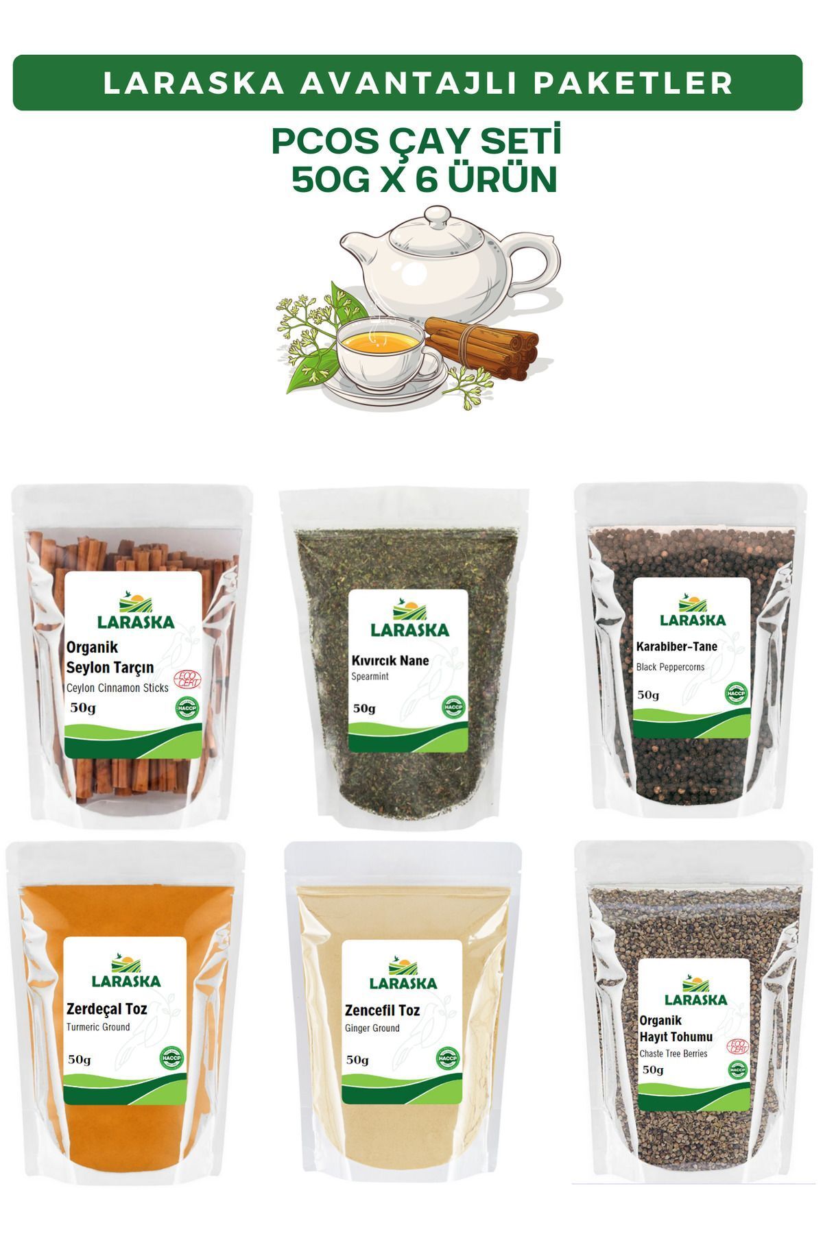 Kıvırcık Nane - Pkos (PCOS) Çay Seti - Laraska Pcos Tea Set