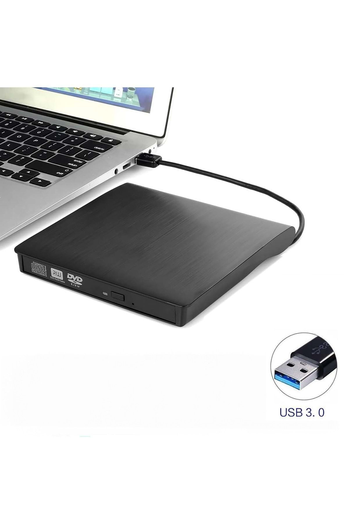 USB 3.0 Taşınabilir CD DVD Yazıcı Okuyucu Windows Mac Dizüstü Masaüstü Bilgisayar