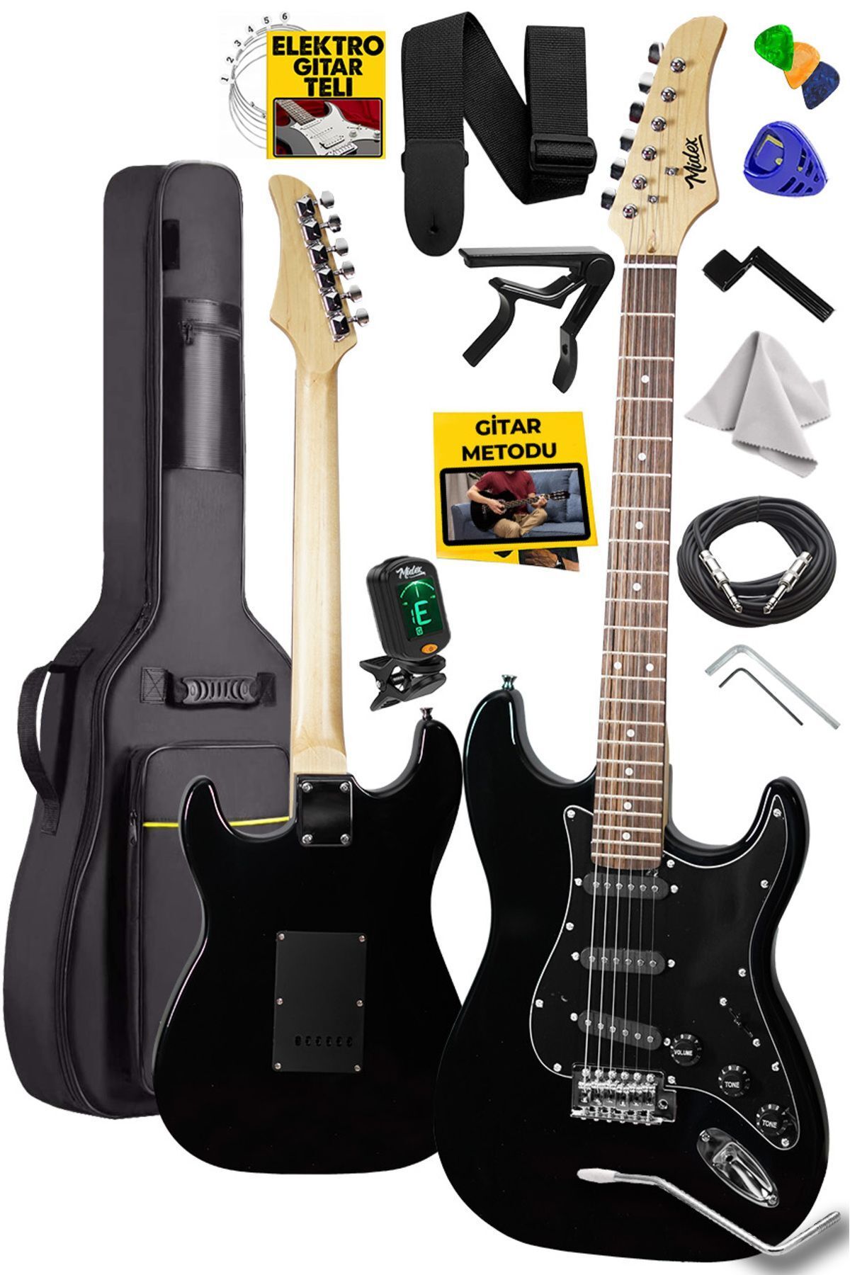 Rph-30bk Gül klavye Strat Kasa Sss Elektro Gitar Seti