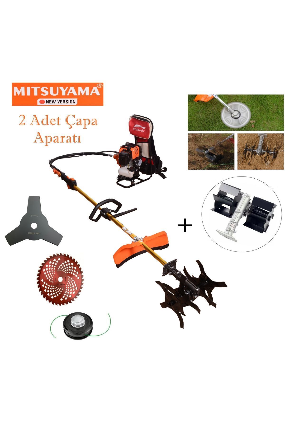 Japon Sırt Tırpan Toprak Çapalama Makinesi (2 ADET ÇAPA APARATI) Marpex Model