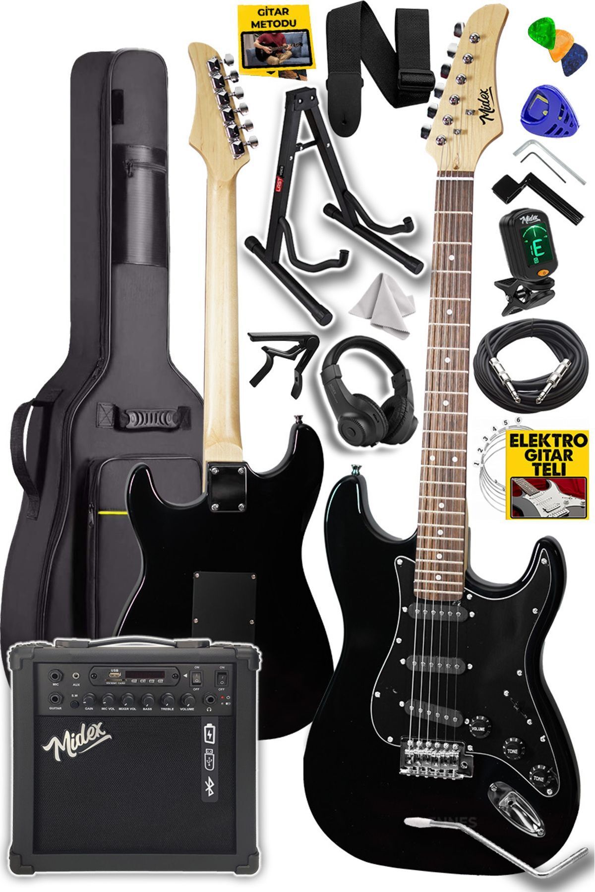 Rph-30bk-25amp Gül Klavye Sss 25w Amfili Elektro Gitar Seti