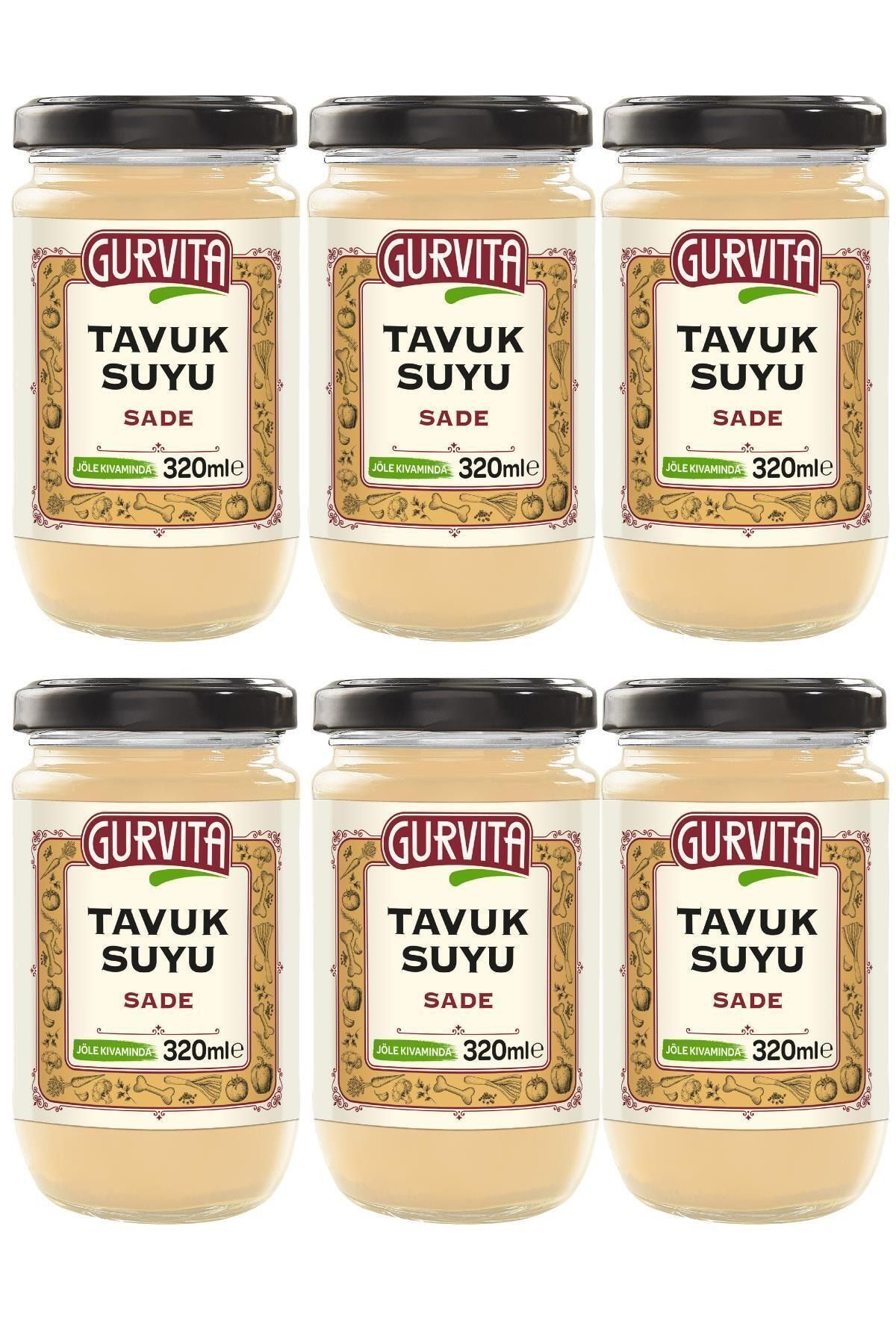 Jöle Kıvamında Tavuk Suyu Sade 320 ml 6'lı