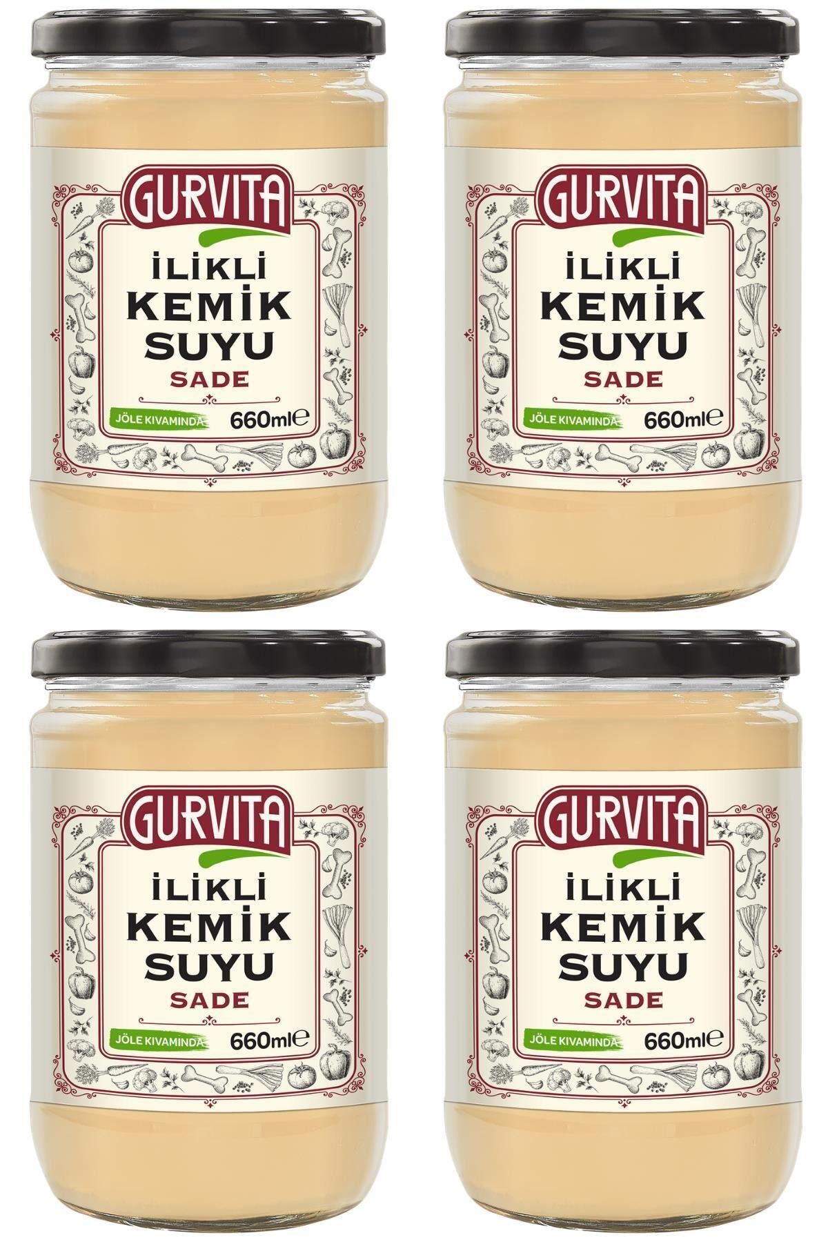 Jöle Kıvamında Ilikli Kemik Suyu Sade 660 ml 4' Lü