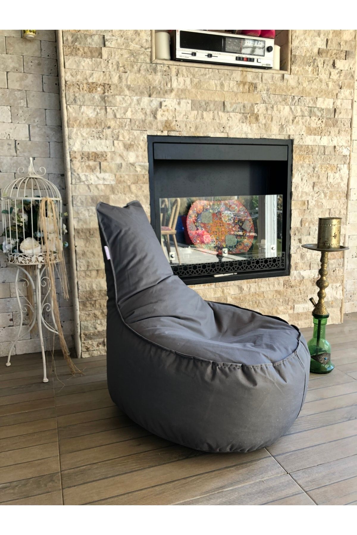 Kumaş Aktif Armut Koltuk Gri ( Orta Boy ) Country Gri Modern 70*40*55 Cm