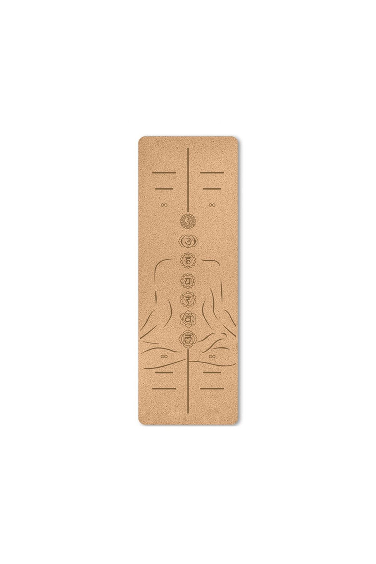 Tpe Üzeri Doğal Mantar Kaplama Yoga Fitness Matı 5 Mm Non-slip Mat Çantası Hediyeli