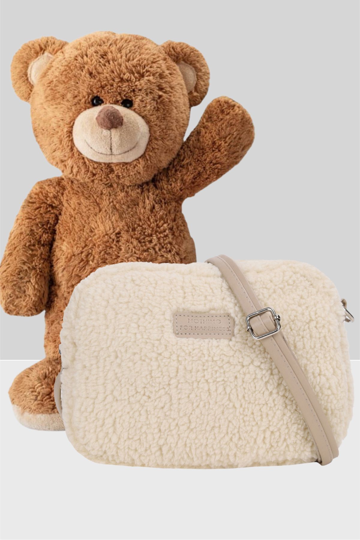 Kadın Açık Vizon Kürklü Peluş Mini Urban Çapraz Omuz Çanta