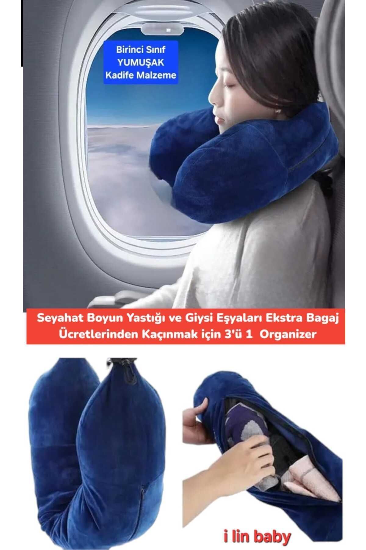 Seyahat Boyun Yastığı ve Giysi Eşyaları Ekstra Bagaj Ücretlerinden Kaçınmak için 3'ü 1  Organizer