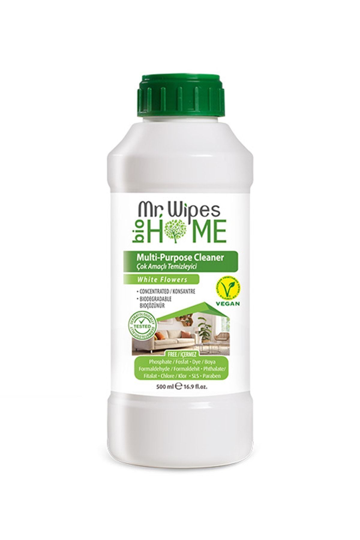 Mr. Wipes Konsantre Çok Amaçlı Temizleyici 500 ml (Beyaz Çiçek Kokulu)