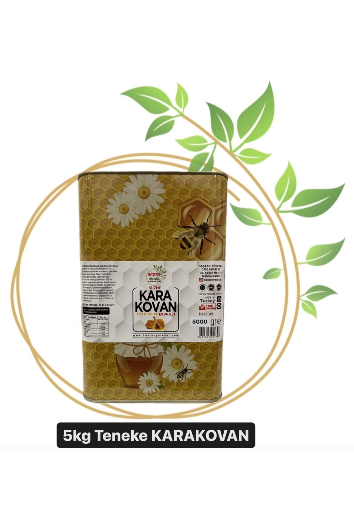5kg Teneke Tekke Köyü Karakovan Süzme Balı (GEZDİRİLEN KOVANLARIN)