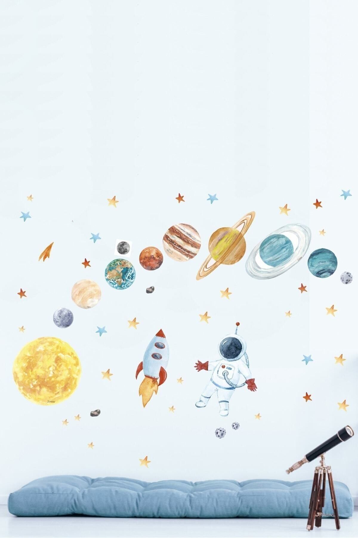 Astronot Ve Gezegenler Mega Set Duvar Sticker