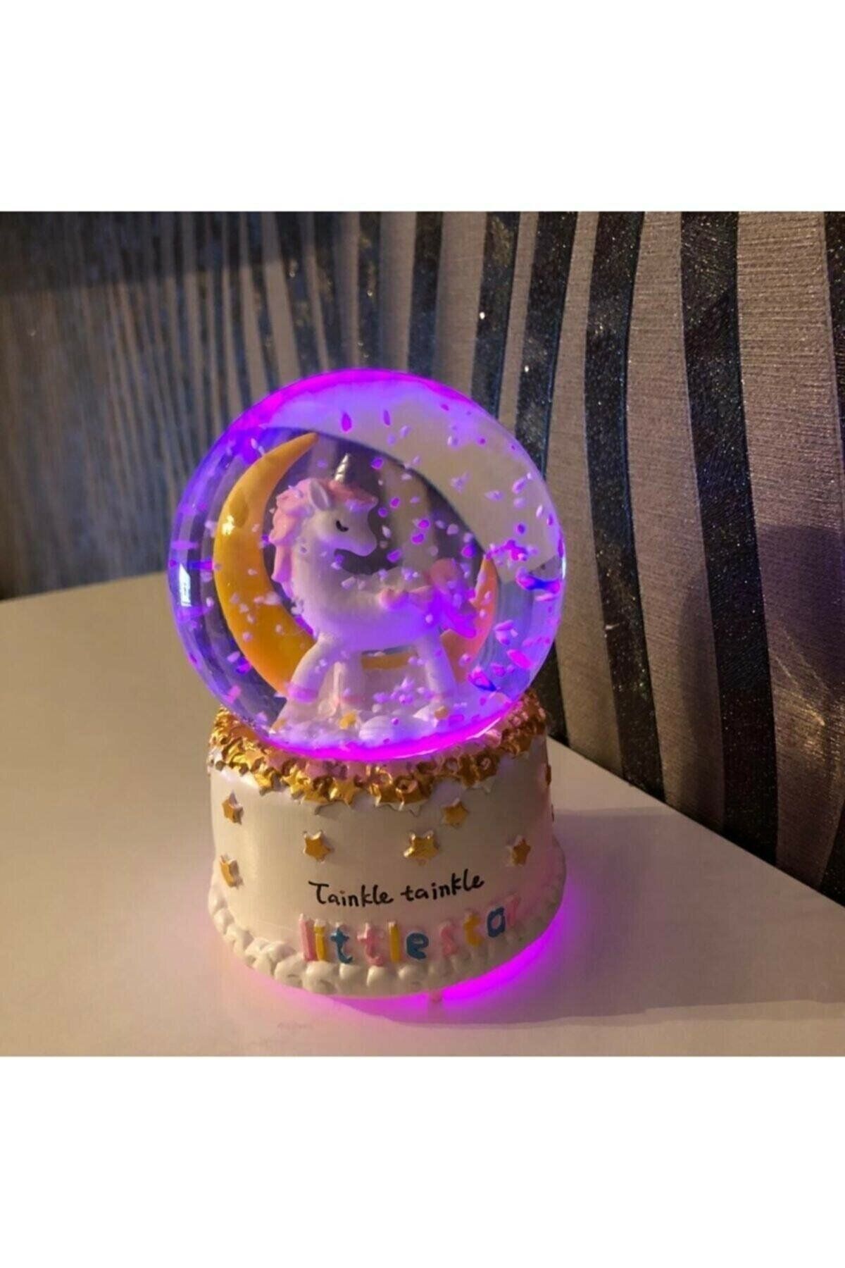 Orta Boy Unicorn Temalı Müzikli Ve Işıklı Kar Küresi Unicorn