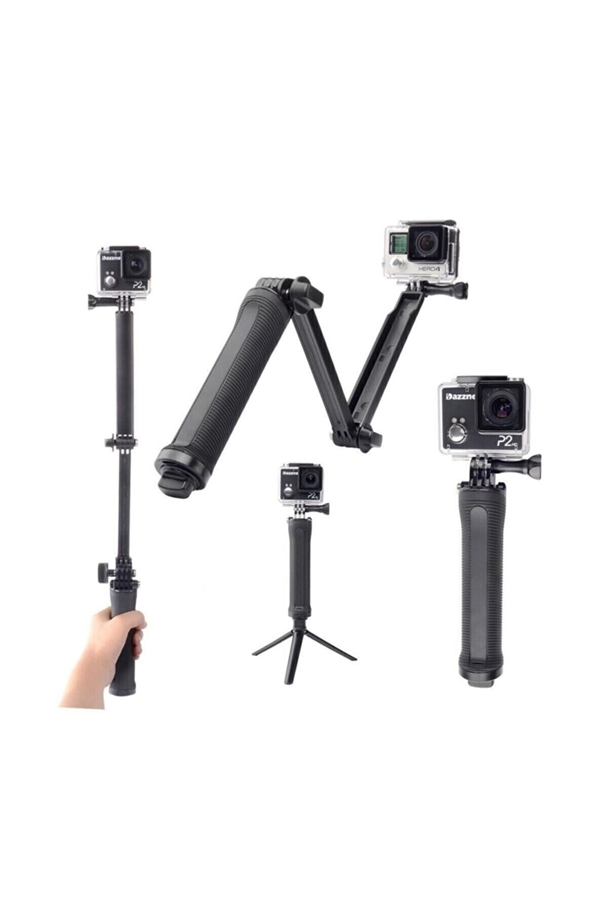 Katlanabilir 3 Way Çok Yönlü Aksiyon Kamera GoPro ile Uyumlu Tripod Monopod