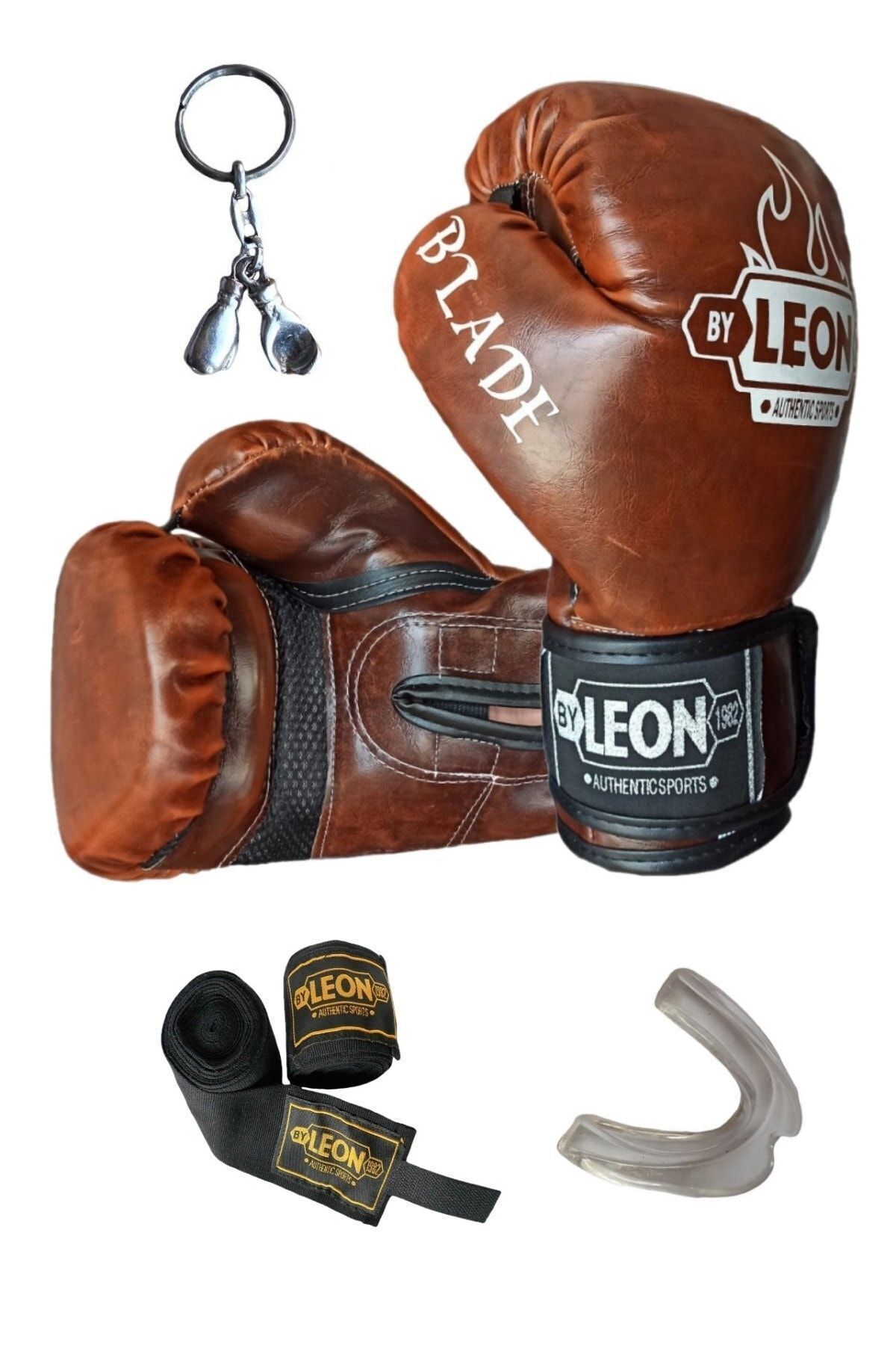 Leon Blade Training Boks, Kick Boks Ve Muay Thai Eldiveni Anahtarlık Dişlik Ve Bandaj Seti 3,5 M