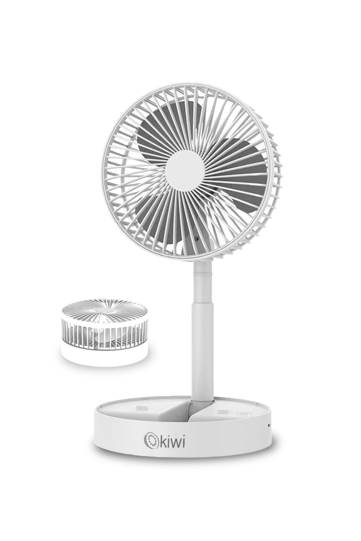 Kfan-7606 Şarjlı Beyaz  Katlanılabilir Mini Fan Masa Üstü Vantilatörü Usb Soğutucu Sessiz El Fanı