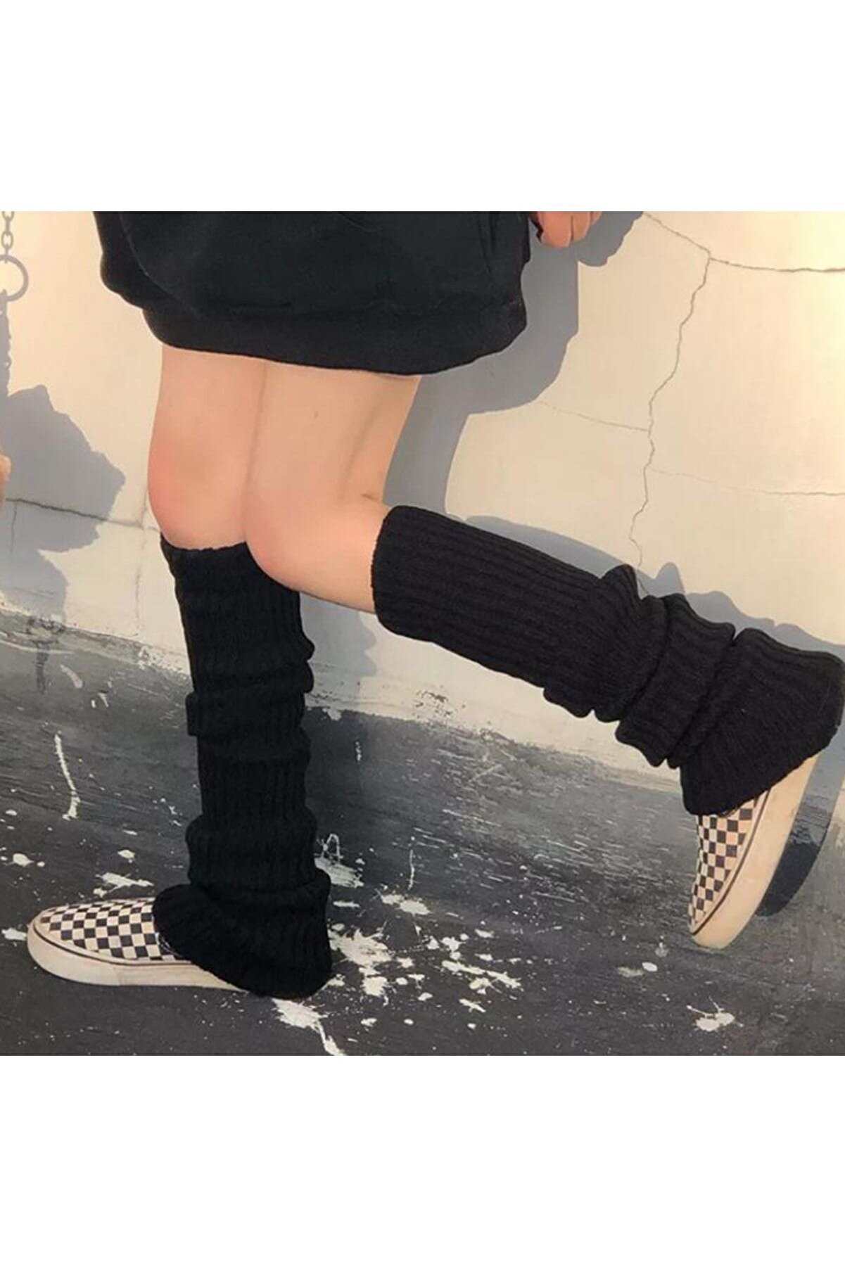 Düz Siyah Kışlık Kalın Bol Tozluk