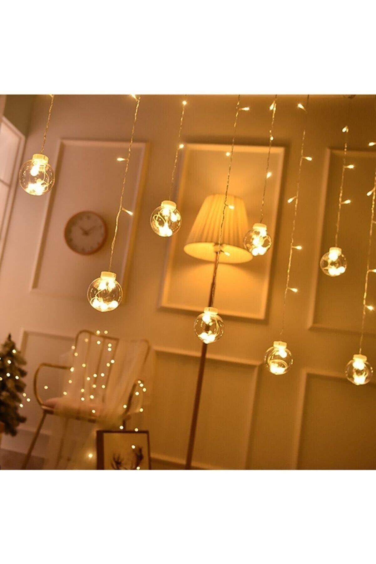 Top Küre Perde Led 3mt 10 Toplu Animasyonlu Eklenebilir Fişli Kablolu Led Dekoratif Ampül