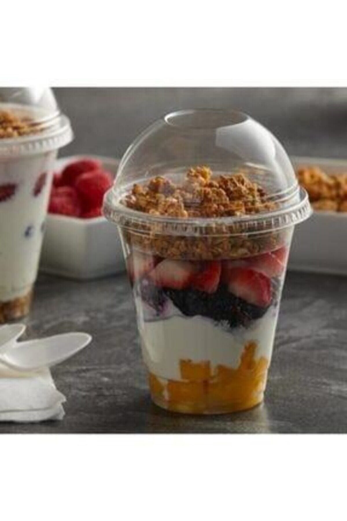 450cc Pet Plastik Limonata Milkshake Bardağı 100 Adet Kapaklı