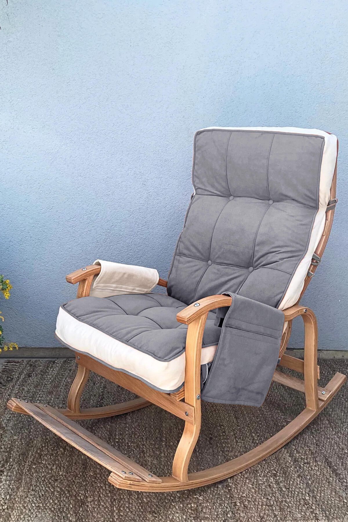 Home Indigo Gri Krem Sallanan Sandalye Dinlenme,emzirme,tv,okuma,koltuğu Berjer