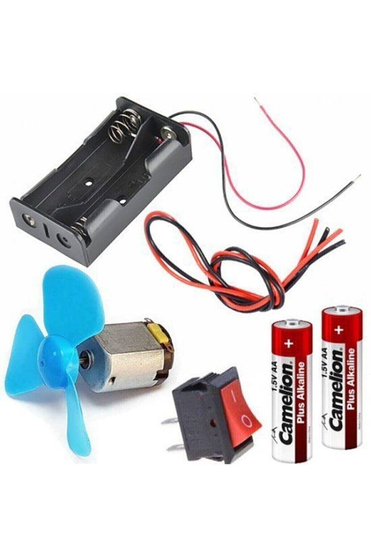 Motor Deney Seti, Dc Motor, Anahtar, Pil Yatağı, Pervane, Iletken Kablo, Pil