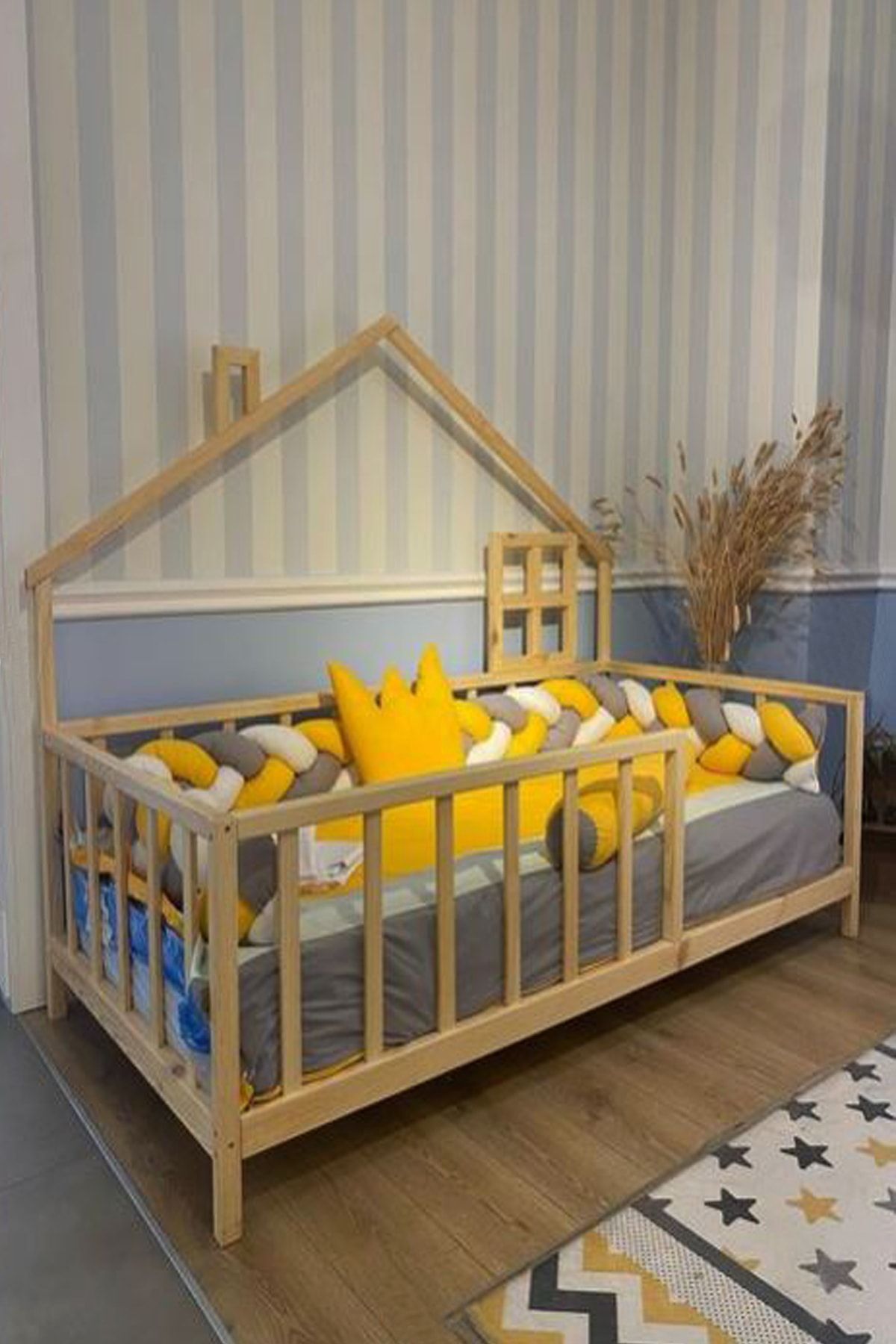 Montessori Bebek Ve Çocuk Karyolası Unisex Doğal Ahşap Yatak