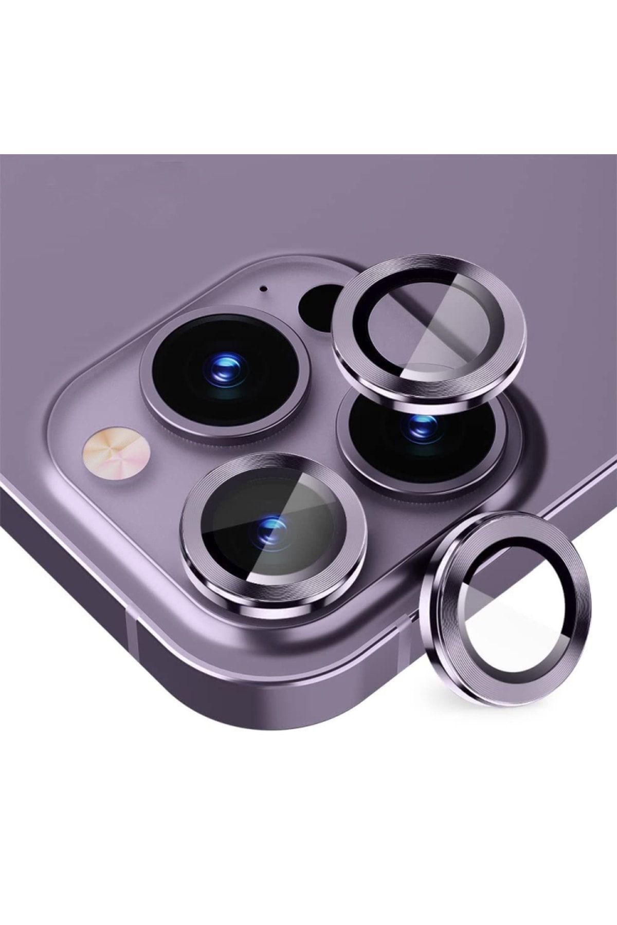 For Apple Iphone 14 Pro/14 Pro Max Kamera Lens Koruyucu(3'LÜ SET) Derin Mor