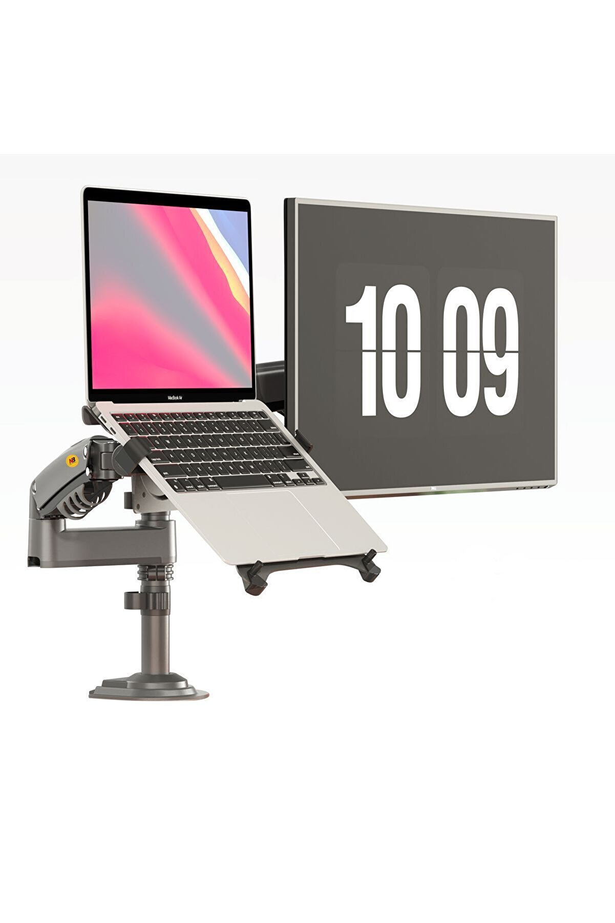 North Bayou Nb H180-fp Amortisörlü 17-27 " Monitör Tutucu Ve 10-17"laptop Standı