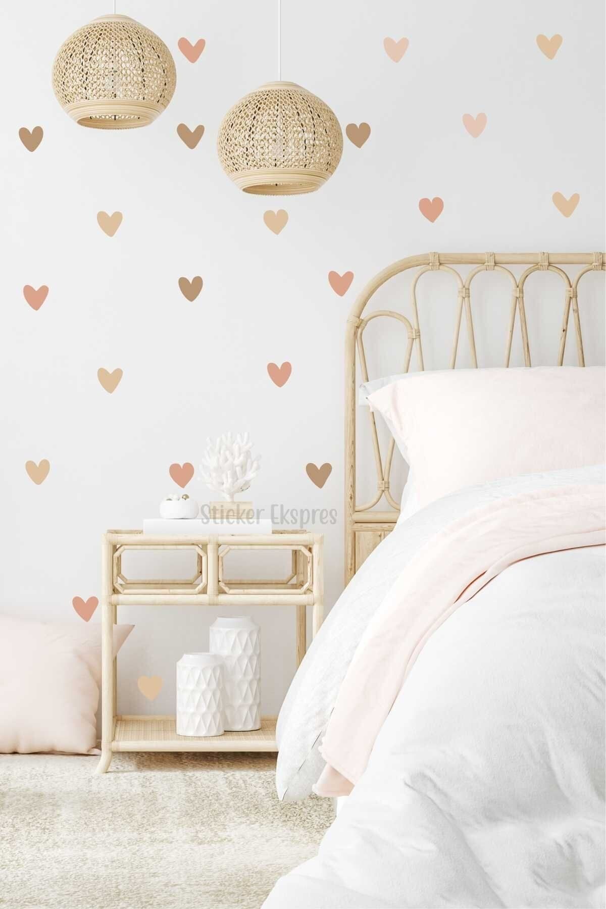 Boho Asimetrik Kalpler Çocuk Odası Duvar Sticker Seti
