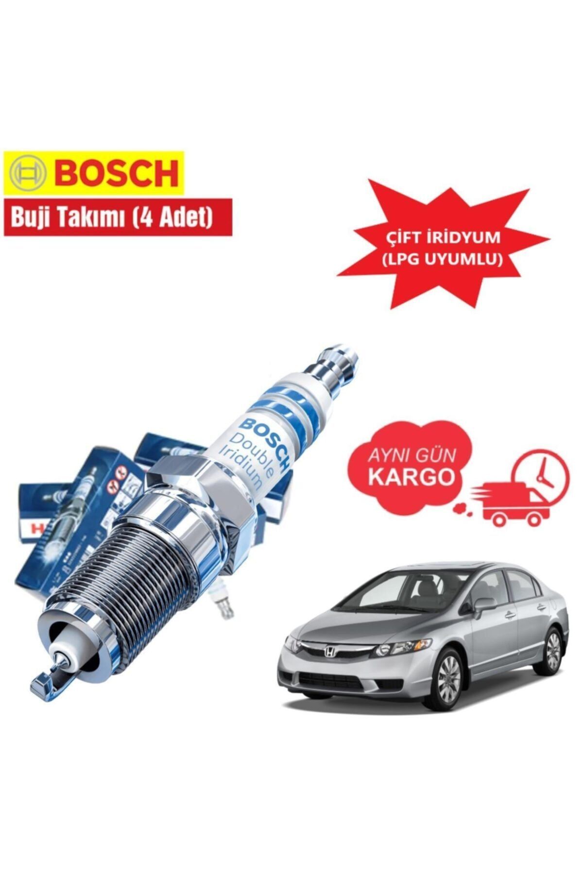 Honda Civic Fd6 1.6 Bosch Çift Iridyum Buji Takımı 2006--2012 Uyumlu 4 Adet