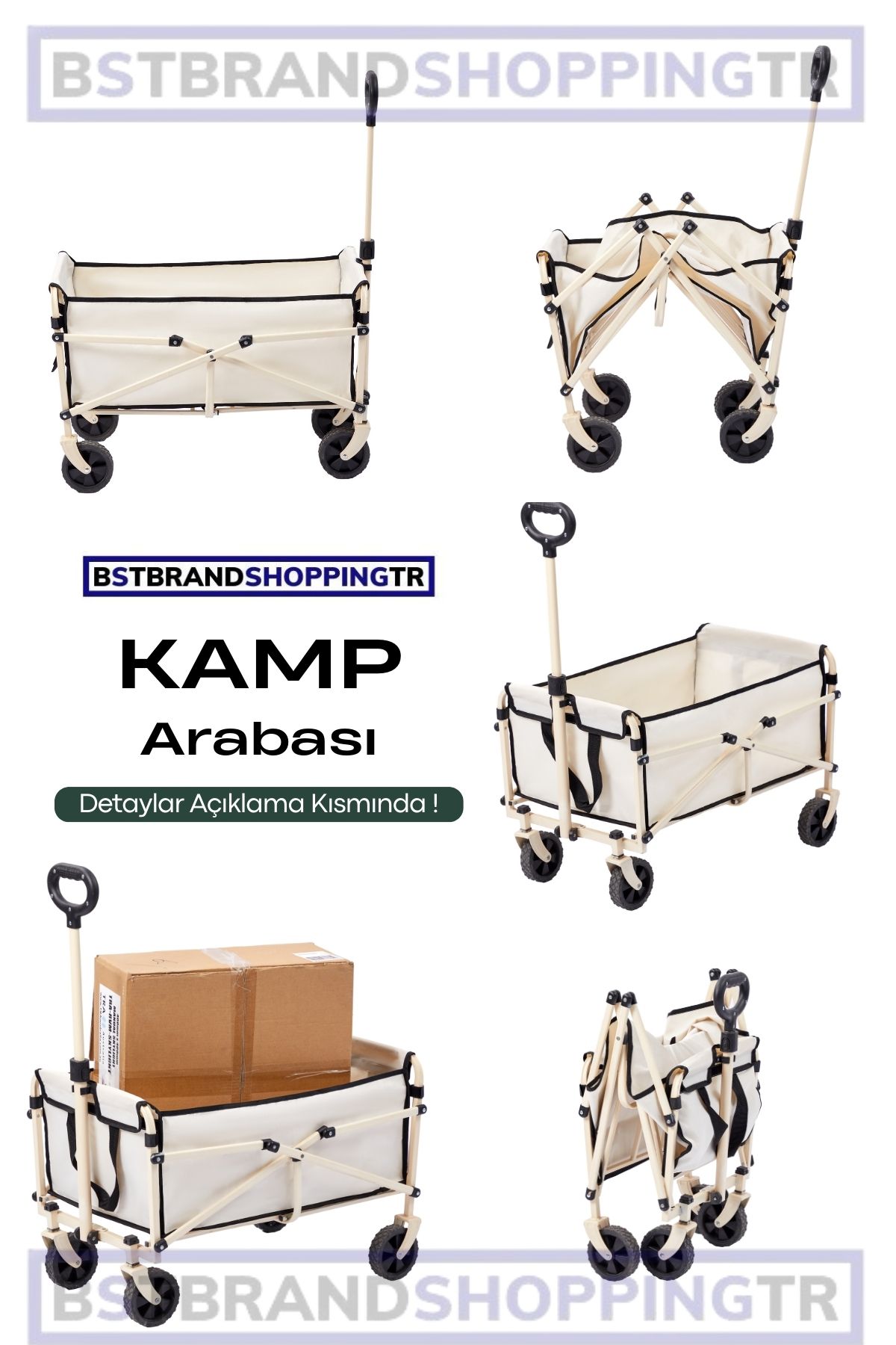 Çok Amaçlı Katlanır Plaj Kamp Piknik Eşya Taşıma Arabası (80x46x92cm)