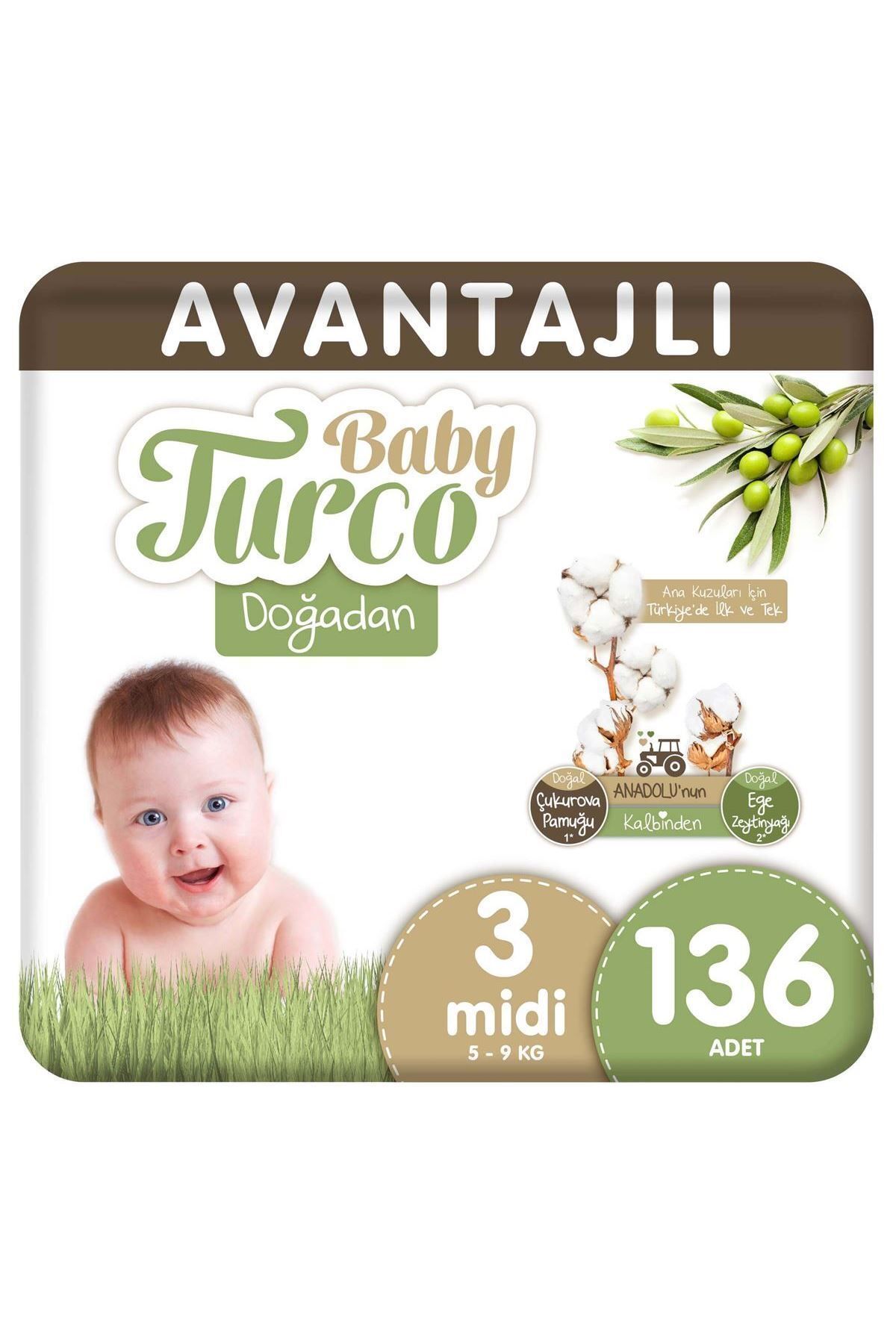 Doğadan Avantajlı Bebek Bezi 3 Numara Midi 136 Adet