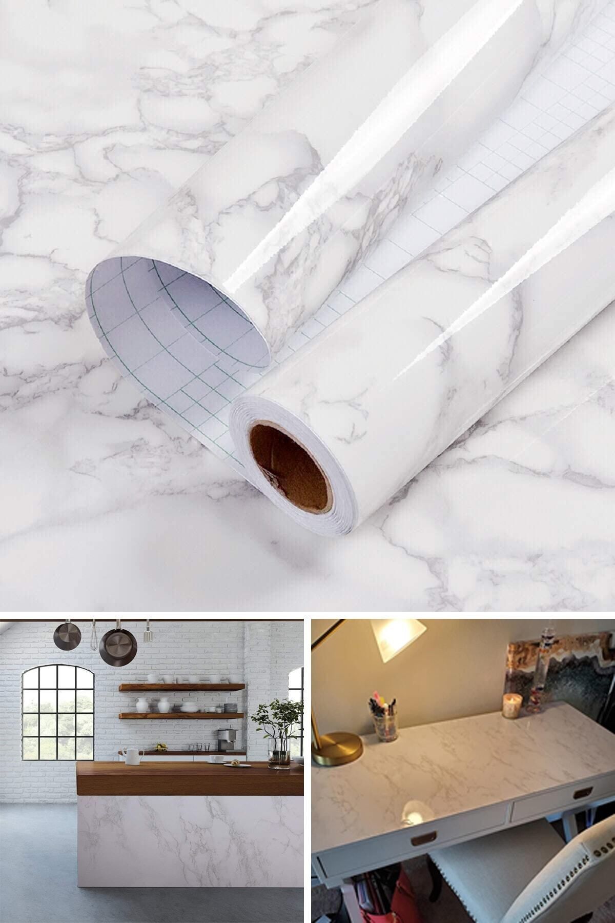 Kendinden Yapışkanlı Mermer Desenli Mutfak Banyo Tezgah Duvar Ve Masa Kaplama (60cmx100cm)