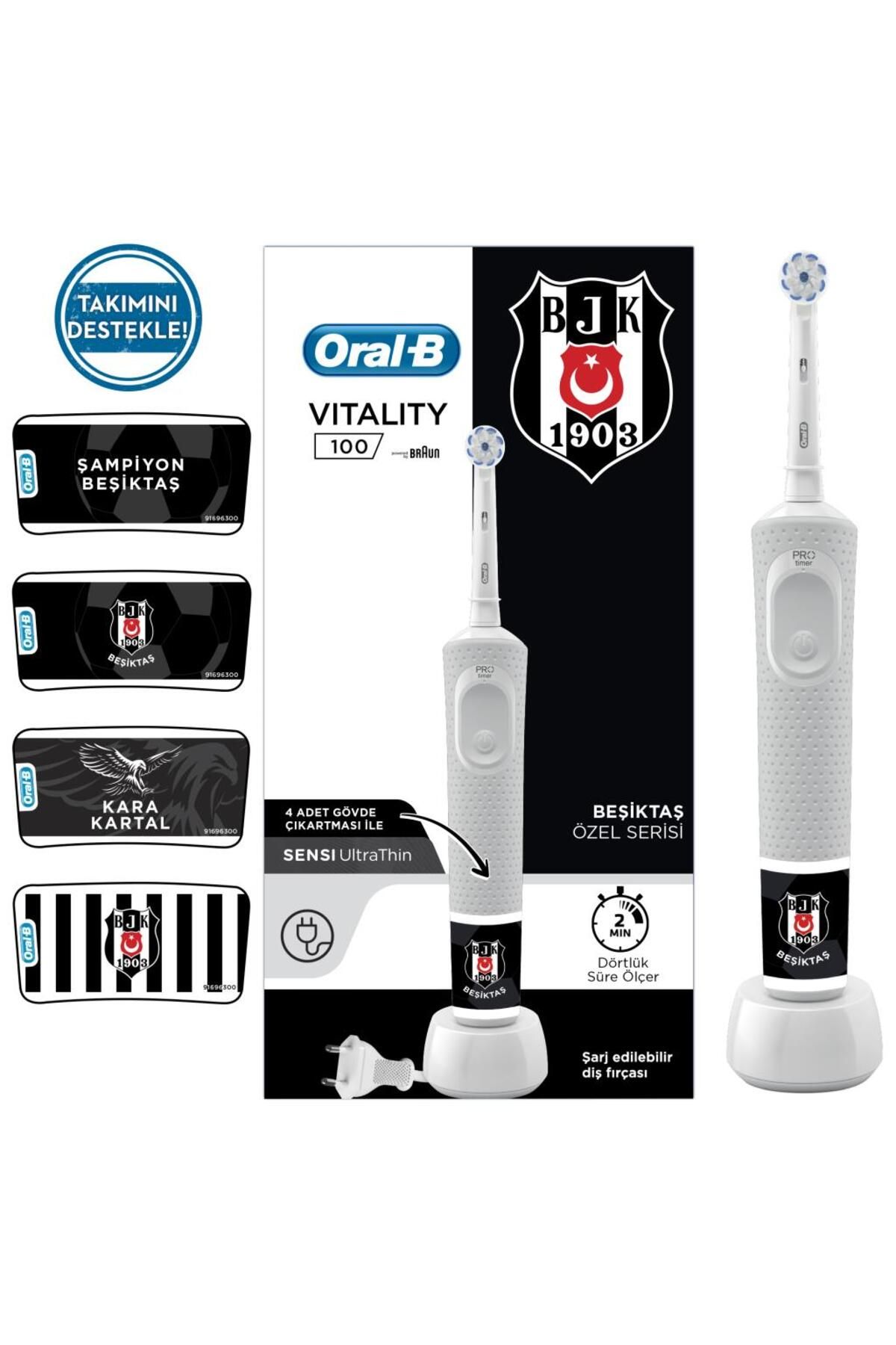 D100 Şarjlı Fırça Beşiktaş Taraftar Paketi