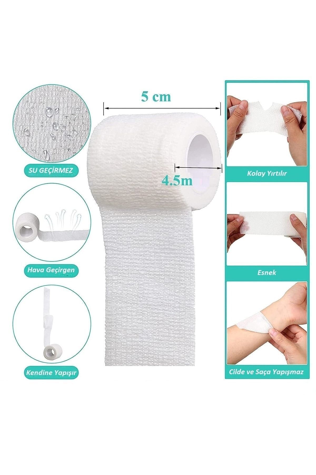 Kendine Yapışan Bandaj 5 Cm X 4,5 M Koban Beyaz