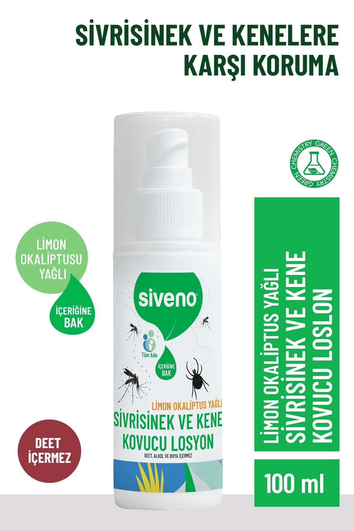 Sivrisinek ve Kene Kovucu Sprey Losyon Bitkisel Tüm Vücut İçin Aile Boy 100 ml